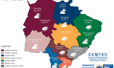 Terça-feira será de sol entre nuvens e chance de chuva em Mato Grosso do Sul