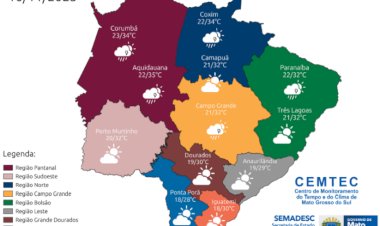 Entre sol e chuva, tempo permanece instável em MS nesta segunda-feira