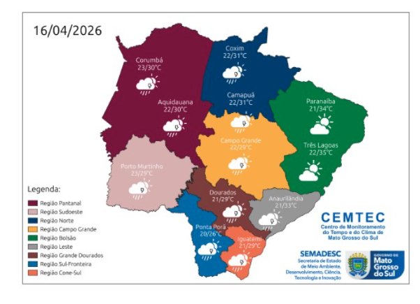 Sol aparece, mas meteorologia não descarta chuva e tempestade em MS